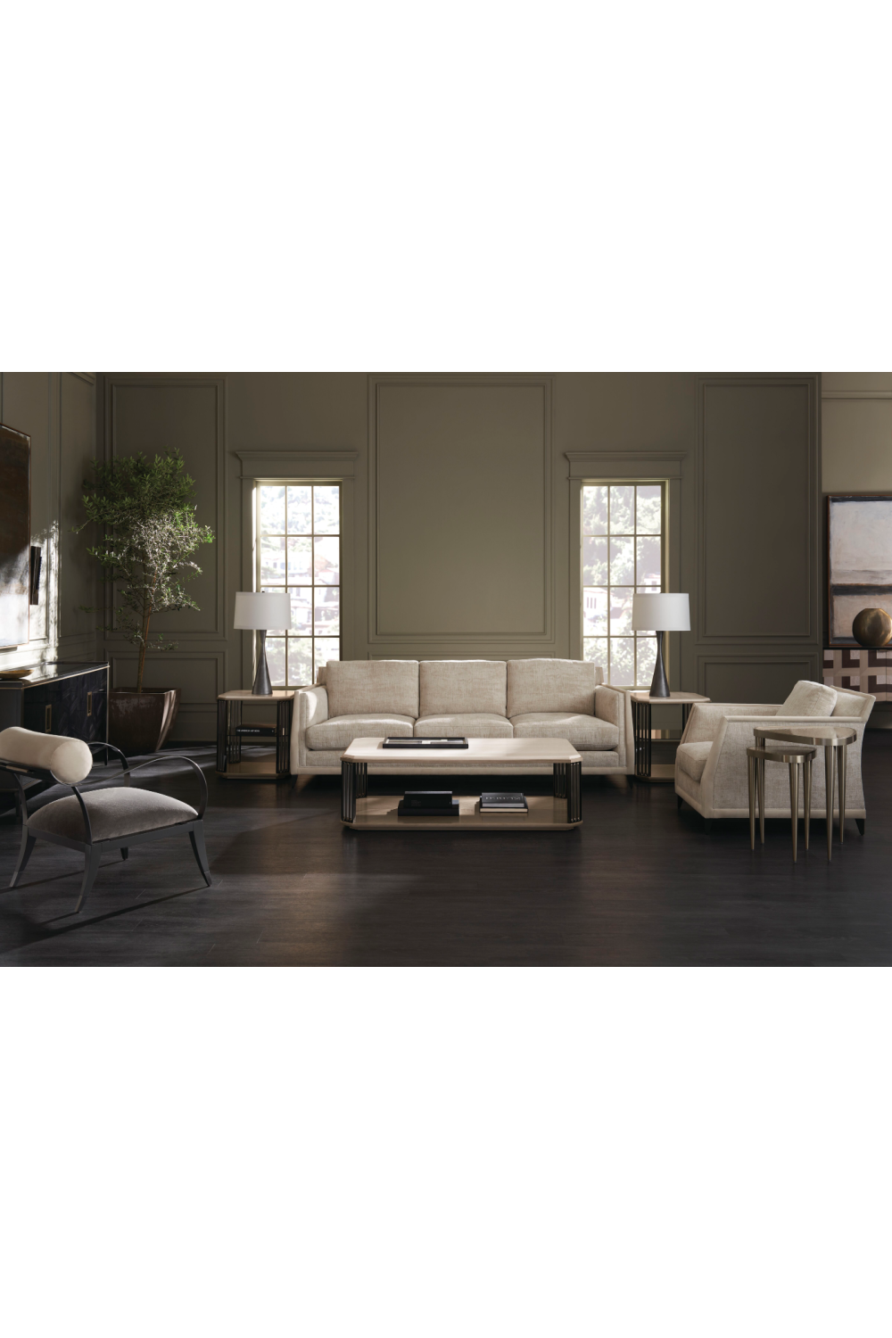 Beige Chenille Lounge Chair | Caracole Limitless | Caracole.eu.com