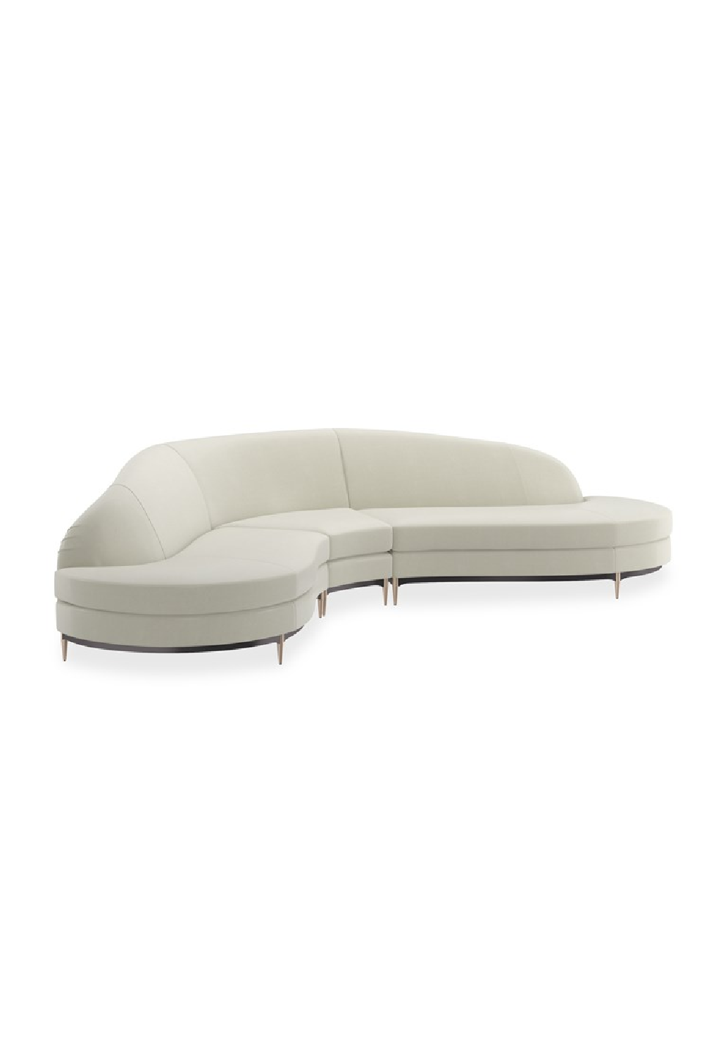 White Velvet Sectional Sofa | Caracole Three's Company | Caracole.eu.com