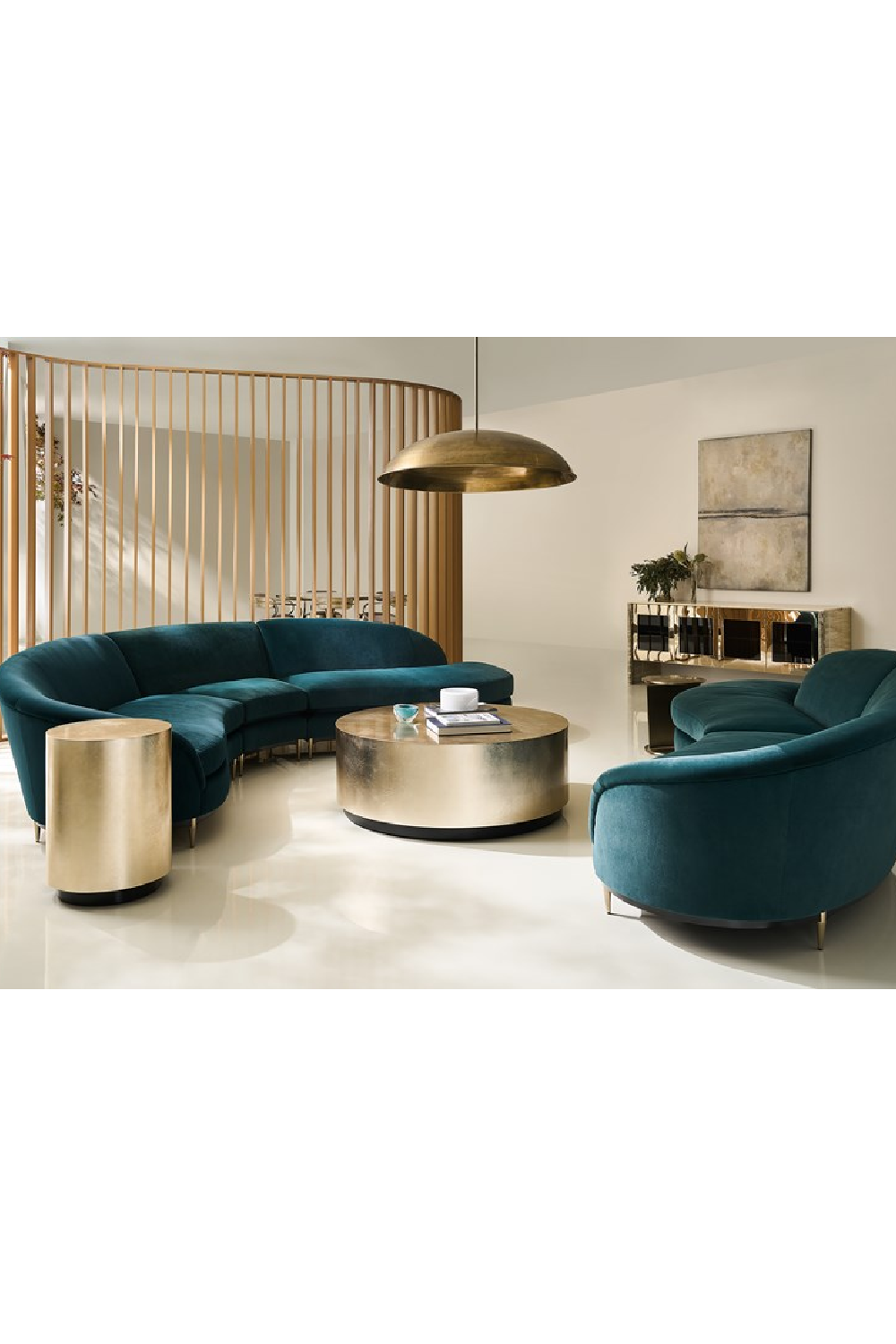 Green Velvet Sectional Sofa | Caracole Three's Company | Caracole.eu.com