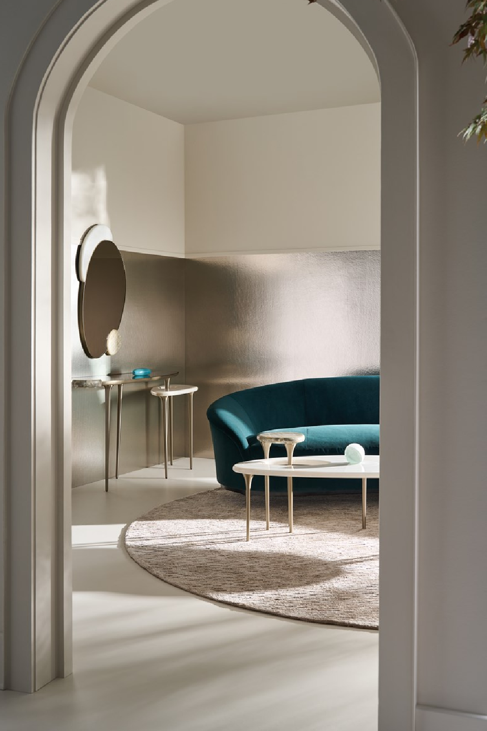 Green Velvet Sectional Sofa | Caracole Three's Company | Caracole.eu.com