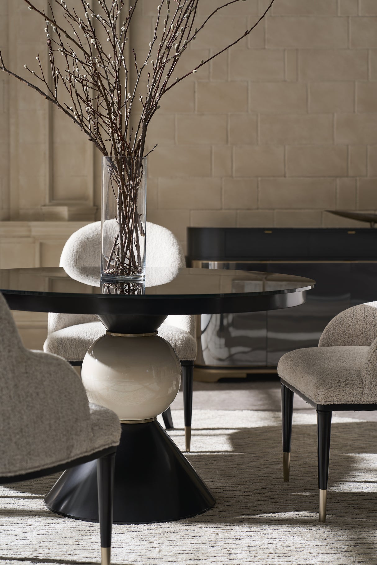 White Chenille Dining Chair | Caracole Nuage