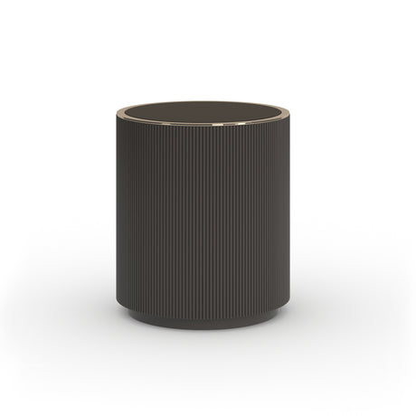 Round Dark Chocolated Reeded End Table | Caracole Love