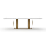 Brushed Gold Rectangle Dining Table | Caracole Counter Balance