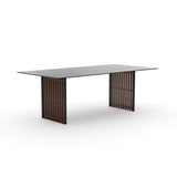 Dark Slatted Rectangle Dining Table | Caracole Pinstripe