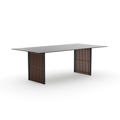 Dark Slatted Rectangle Dining Table | Caracole Pinstripe