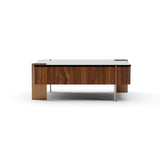 Walnut Square Glass Top Coffee Table | Caracole Altura