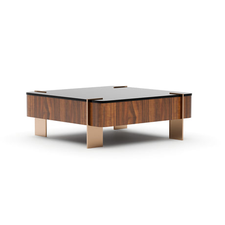 Walnut Square Glass Top Coffee Table | Caracole Altura