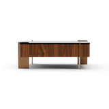 Walnut Square Glass Top Coffee Table | Caracole Altura