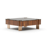 Walnut Square Stone Top Coffee Table | Caracole Altura