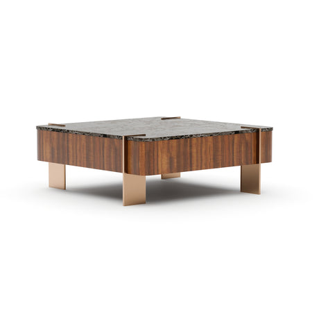 Walnut Square Stone Top Coffee Table | Caracole Altura