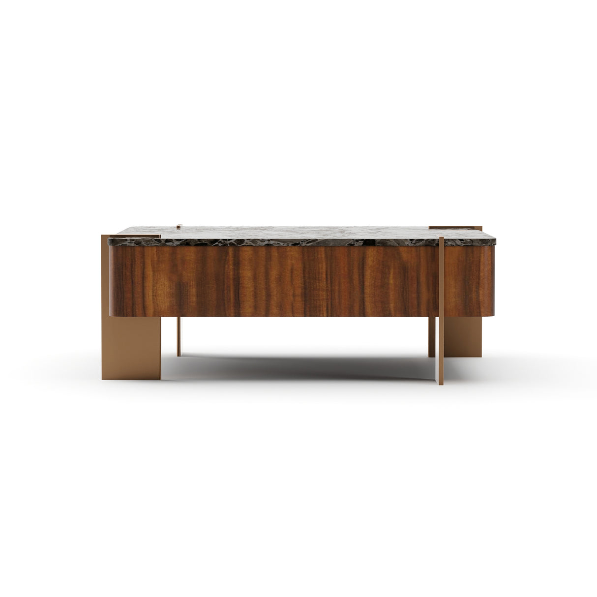 Walnut Square Stone Top Coffee Table | Caracole Altura