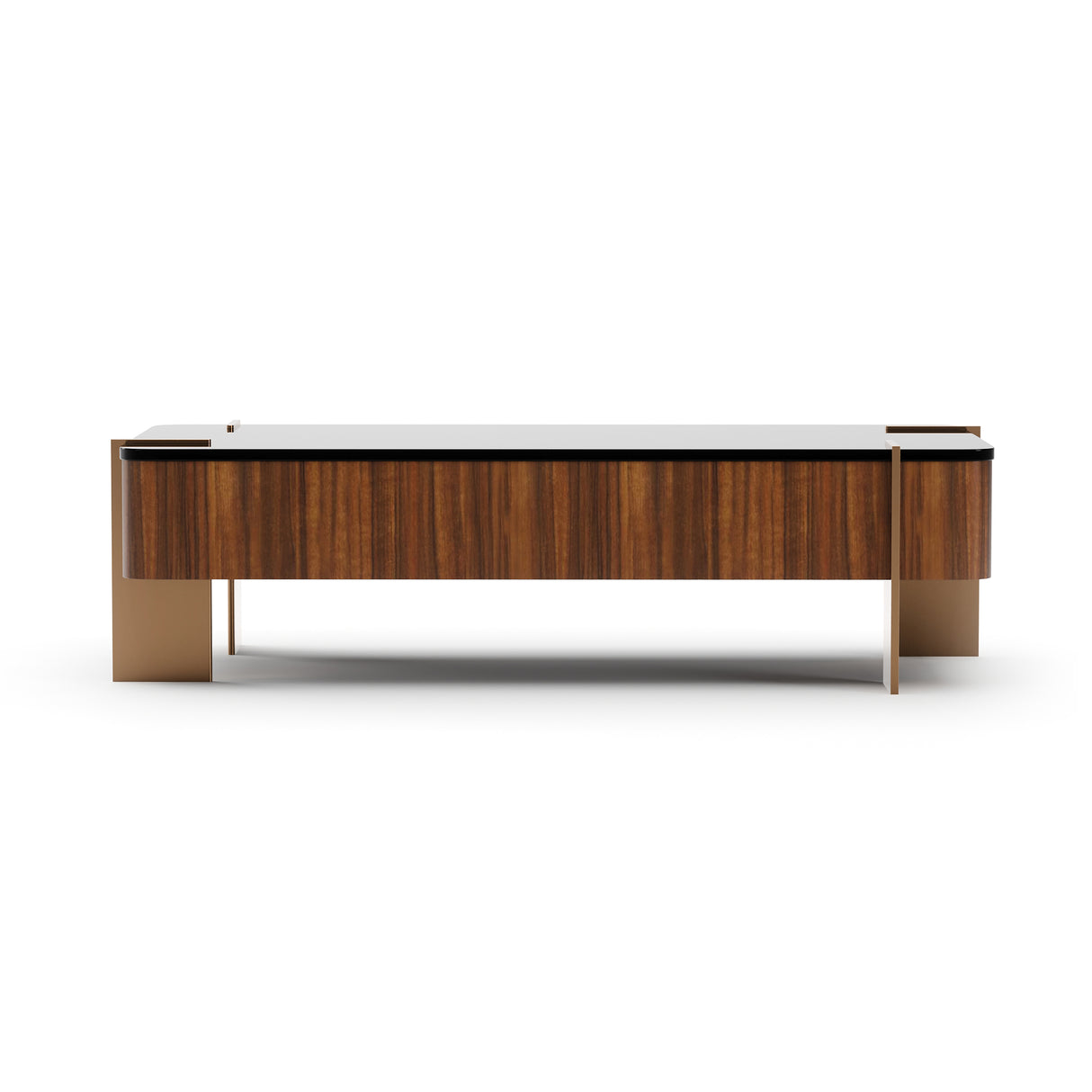 Walnut Rectangular Glass Top Coffee Table | Caracole Altura