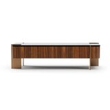 Walnut Rectangular Glass Top Coffee Table | Caracole Altura