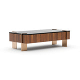 Walnut Rectangular Glass Top Coffee Table | Caracole Altura