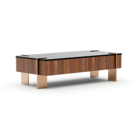 Walnut Rectangular Glass Top Coffee Table | Caracole Altura