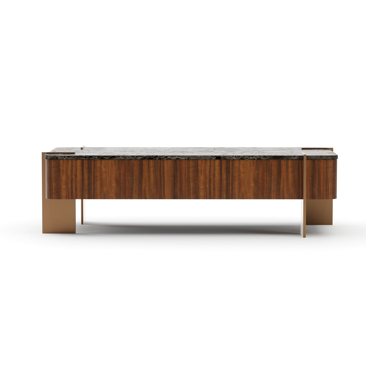 Walnut Rectangular Stone Top Coffee Table | Caracole Altura
