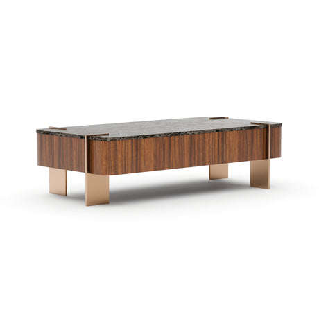 Walnut Rectangular Stone Top Coffee Table | Caracole Altura