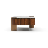 Walnut Rectangular Stone Top Coffee Table | Caracole Altura