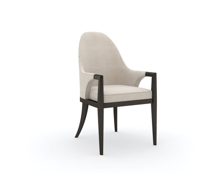 White Arched-Black Leg Dining Armchair | Caracole Natural Choice