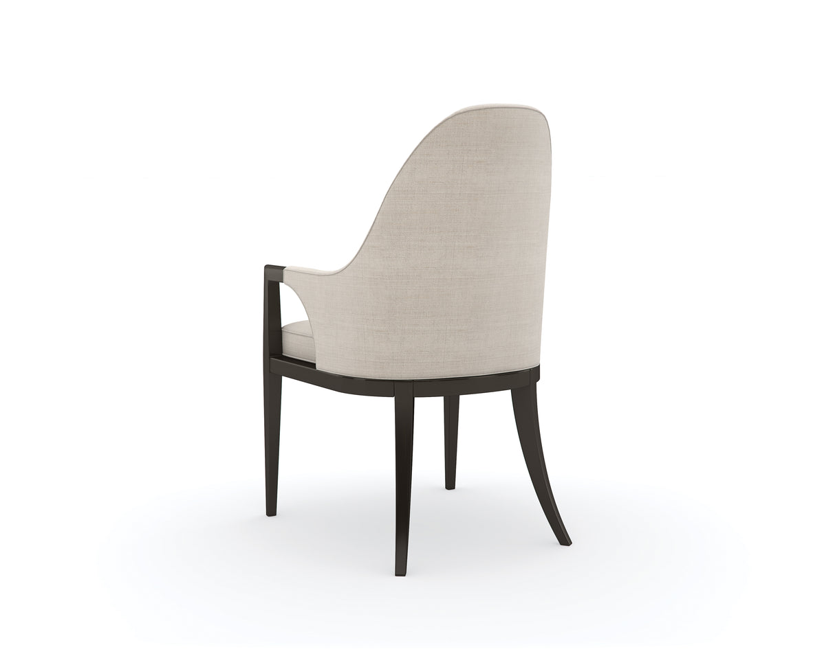 White Arched-Black Leg Dining Armchair | Caracole Natural Choice