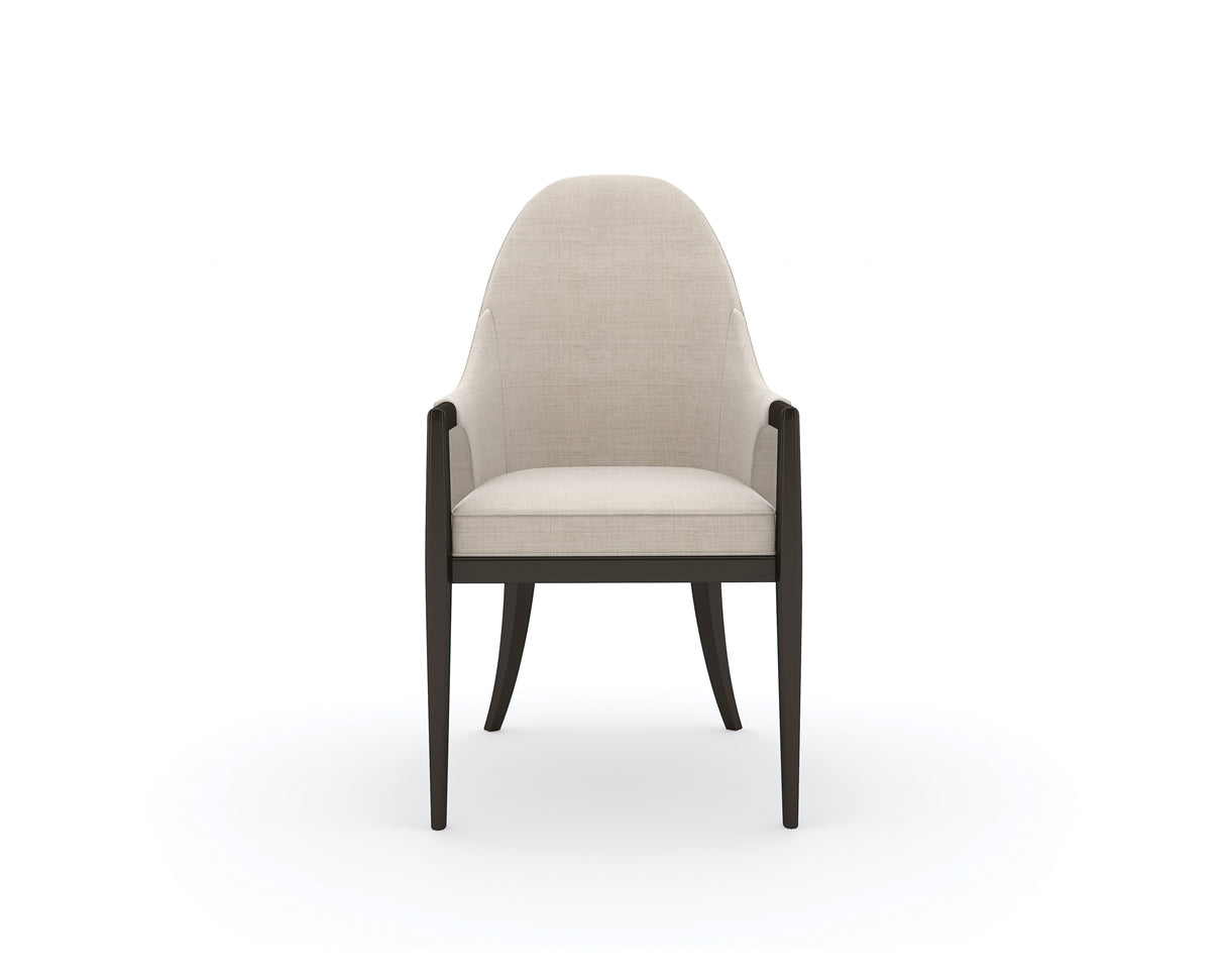 White Arched-Black Leg Dining Armchair | Caracole Natural Choice