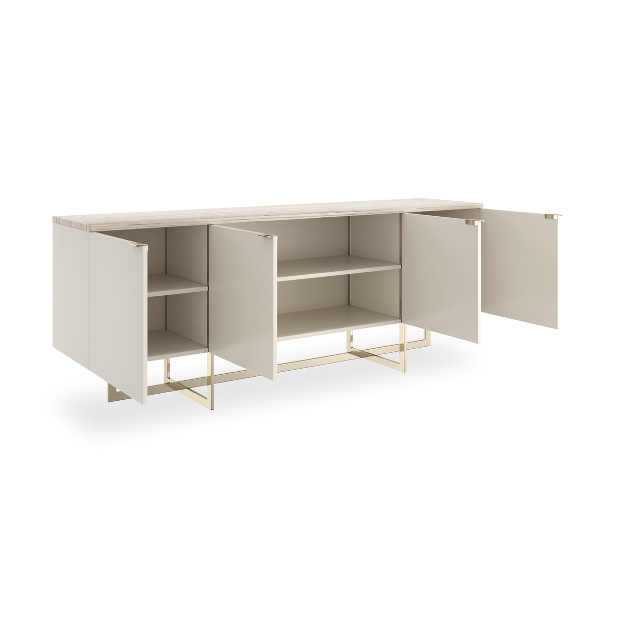 Mirror-Polished 4-Door Media Cabinet | Caracole Wish You Were Here