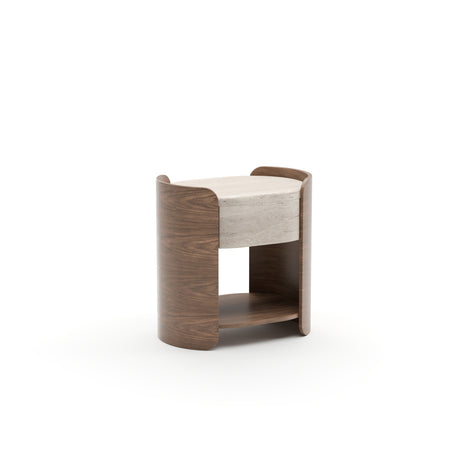 Travertine 1-Drawer Open Nightstand | Caracole Fleur