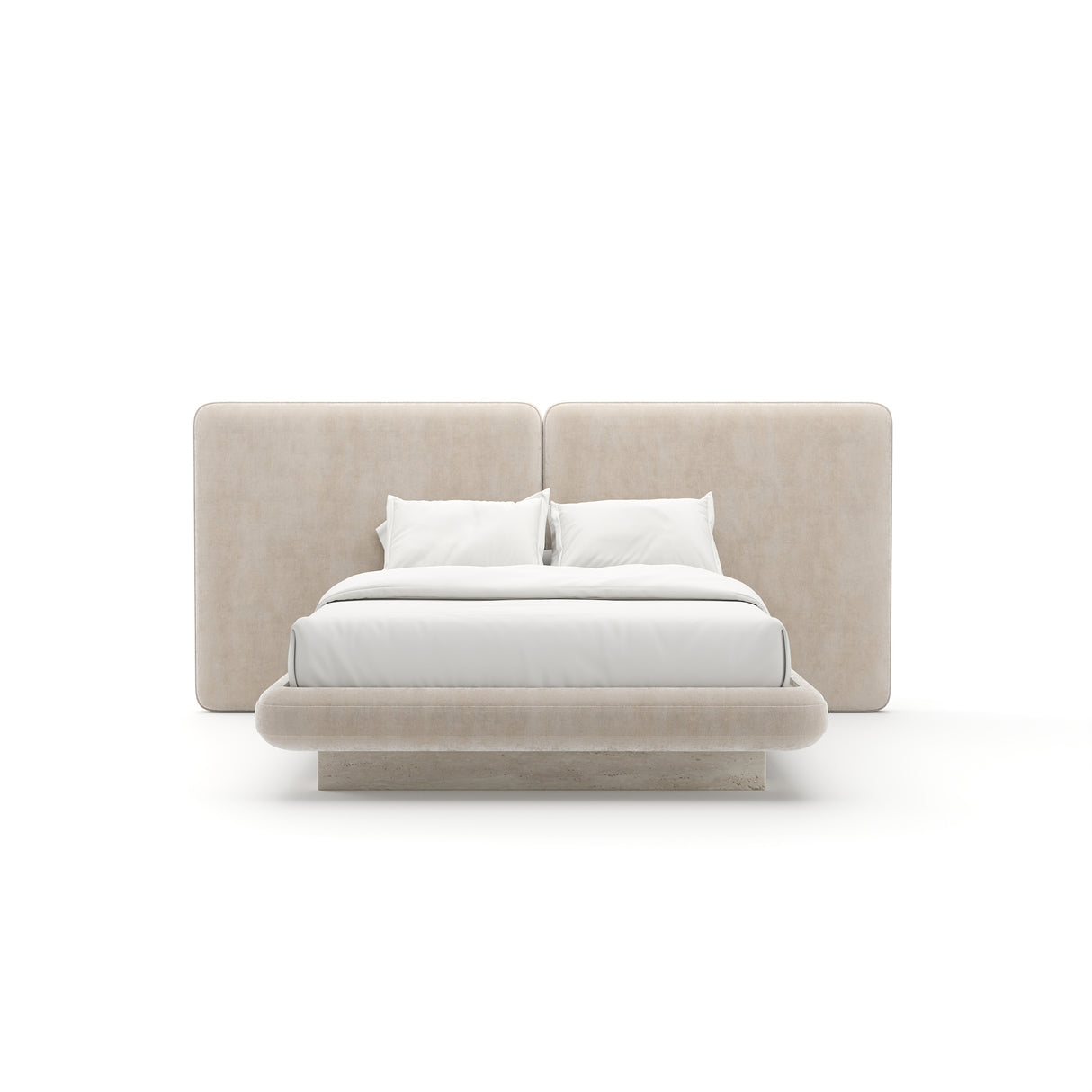 Ivory Velvet 2-Panel Queen Bed | Caracole Overlap