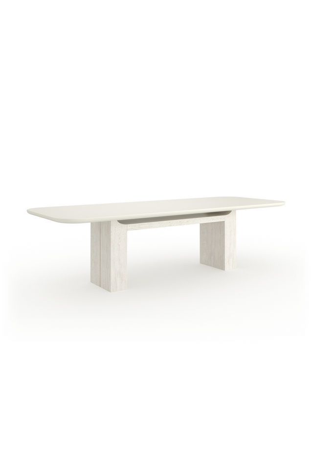 Travertine Pedestal Rectangular Dining Table | Caracole Overlap | Caracole.eu.com