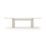Travertine Pedestal Rectangular Dining Table | Caracole Overlap