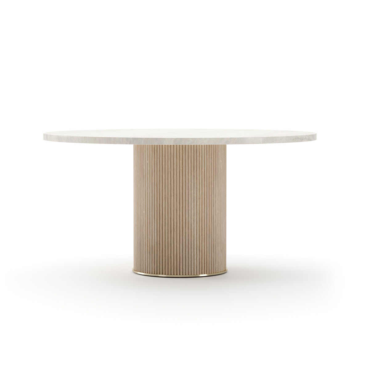 Round Cream Travertine Dining Table | Caracole Rhythm