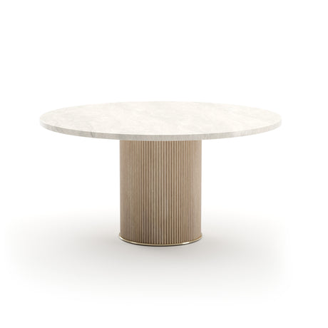 Round Cream Travertine Dining Table | Caracole Rhythm