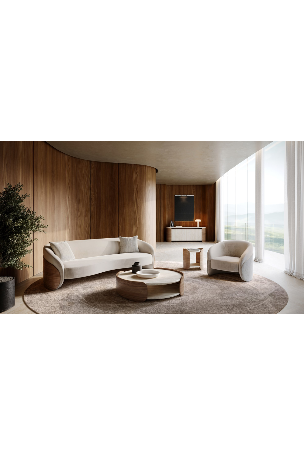 Travertine 4-Door Open Sideboard | Caracole Fleur | Caracole.eu.com