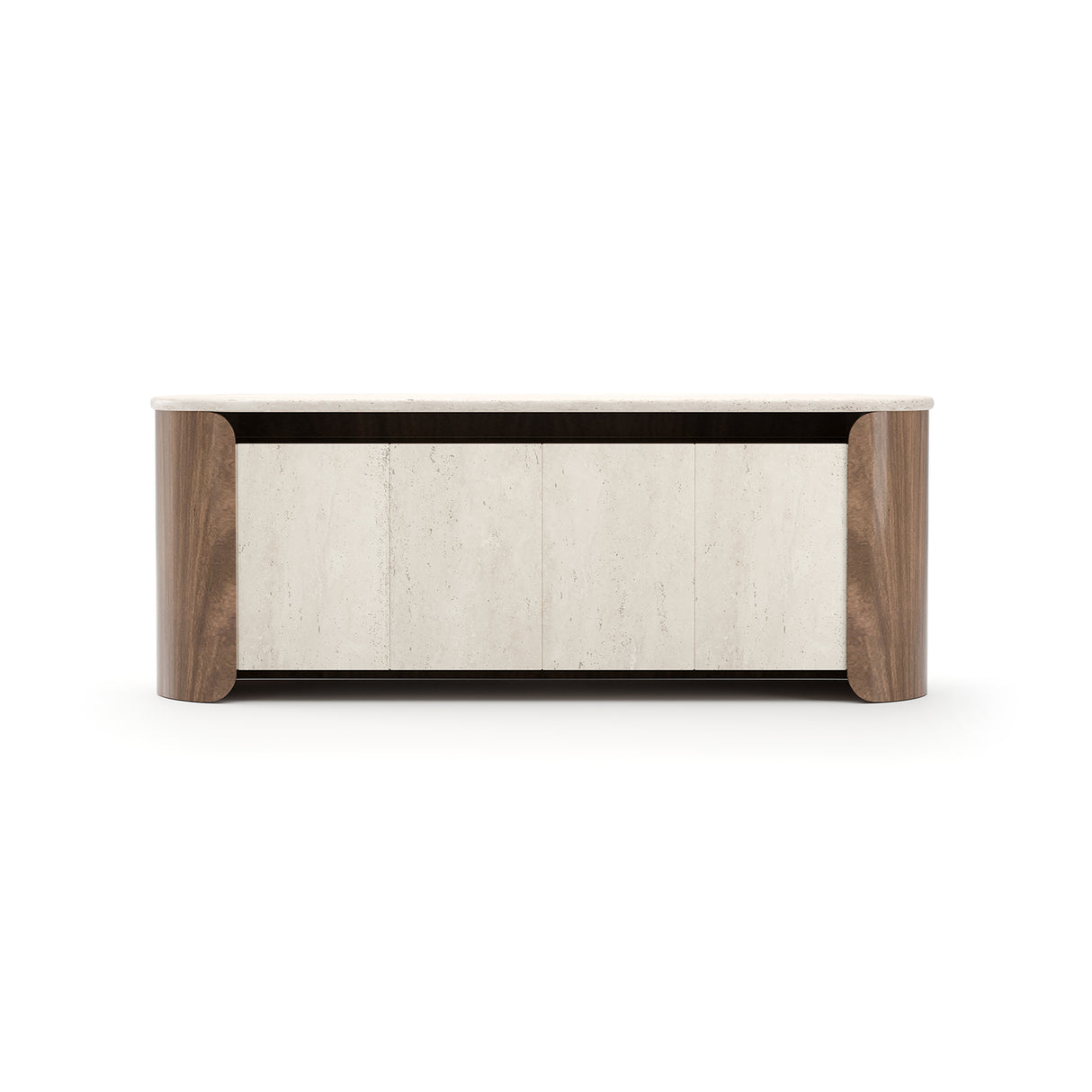 Travertine 4-Door Open Sideboard | Caracole Fleur