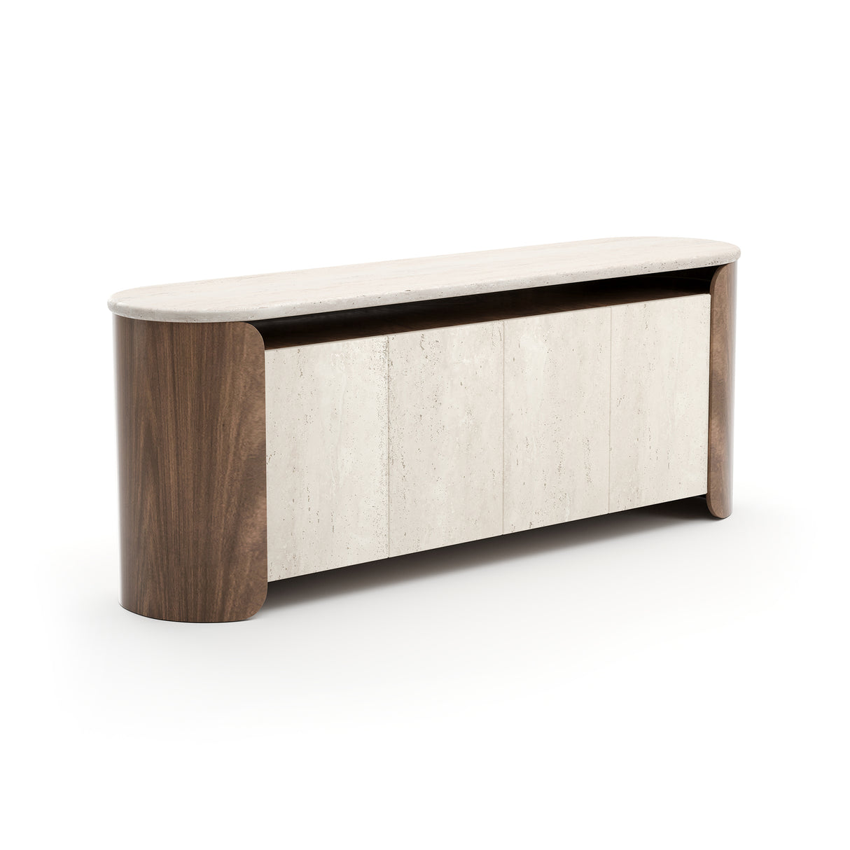 Travertine 4-Door Open Sideboard | Caracole Fleur