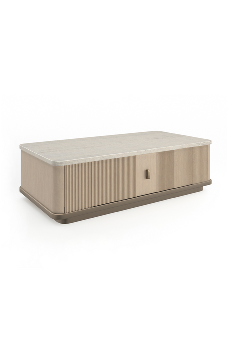 Reeded Oak 2-Door Cocktail Table | Caracole Rhythm | Caracole.eu.com