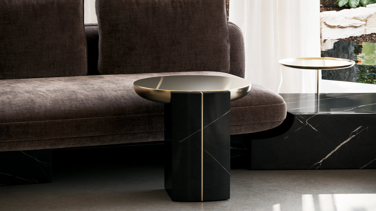 Black Marble Base Side Table | Caracole Overlap
