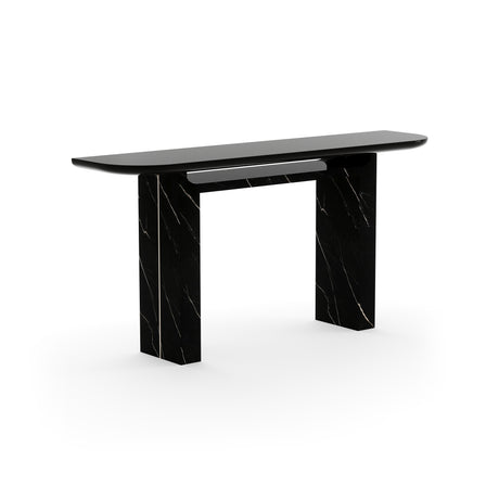 Black Stone Panel Console Table | Caracole Overlap