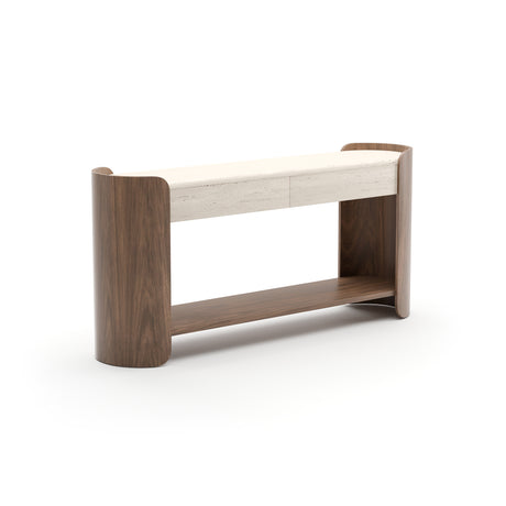Travertine 2-Drawer Console Table | Caracole Fleur