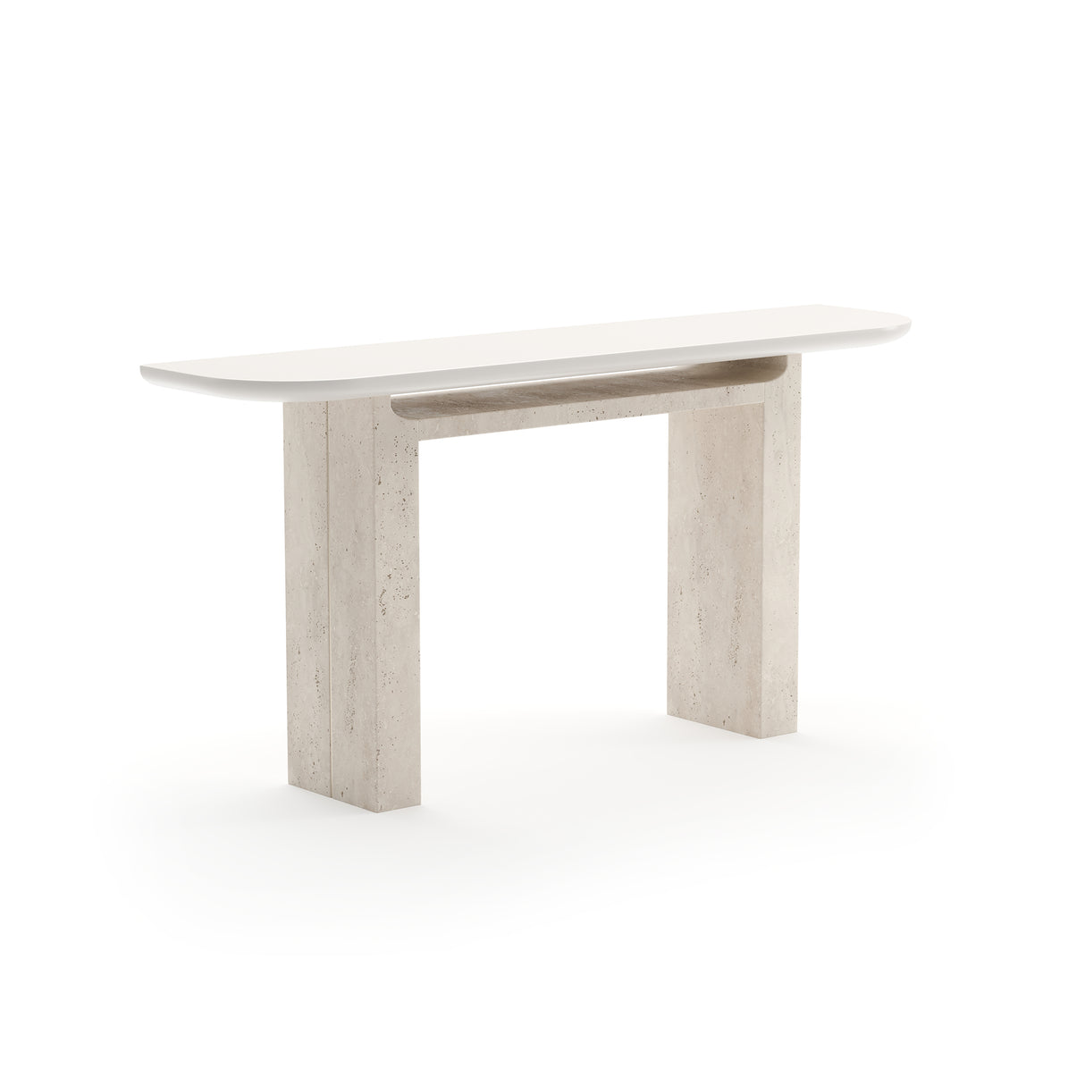 Travertine Panels Console Table | Caracole Overlap