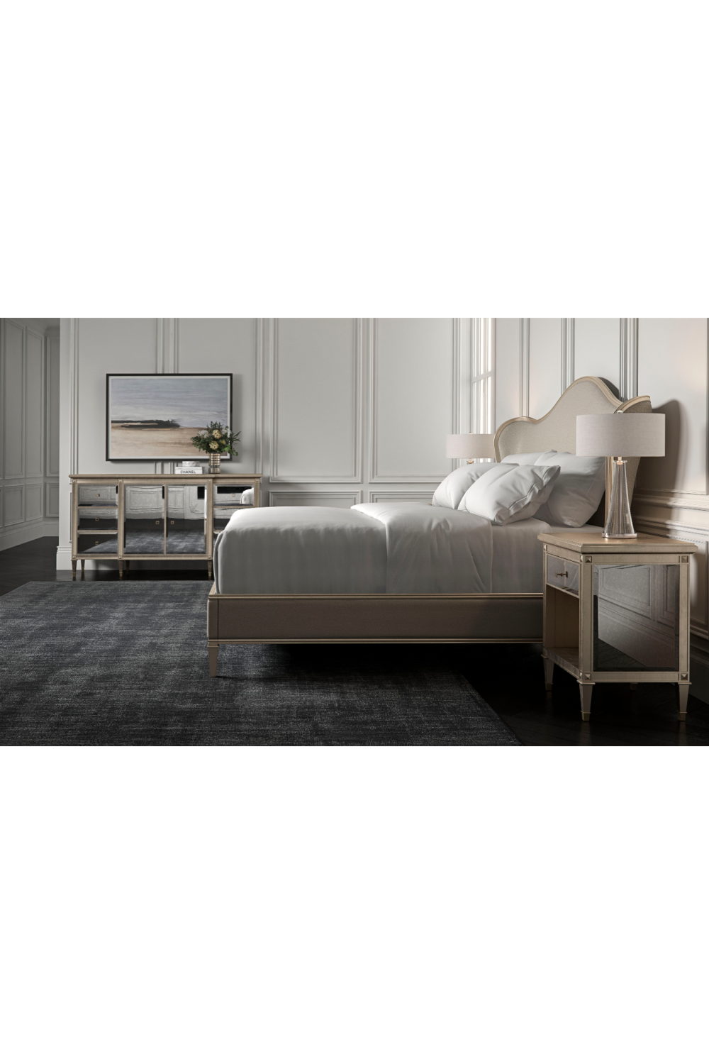 Beige Camelback King Bed | Caracole Bedtime Beauty | Caracole.eu.com