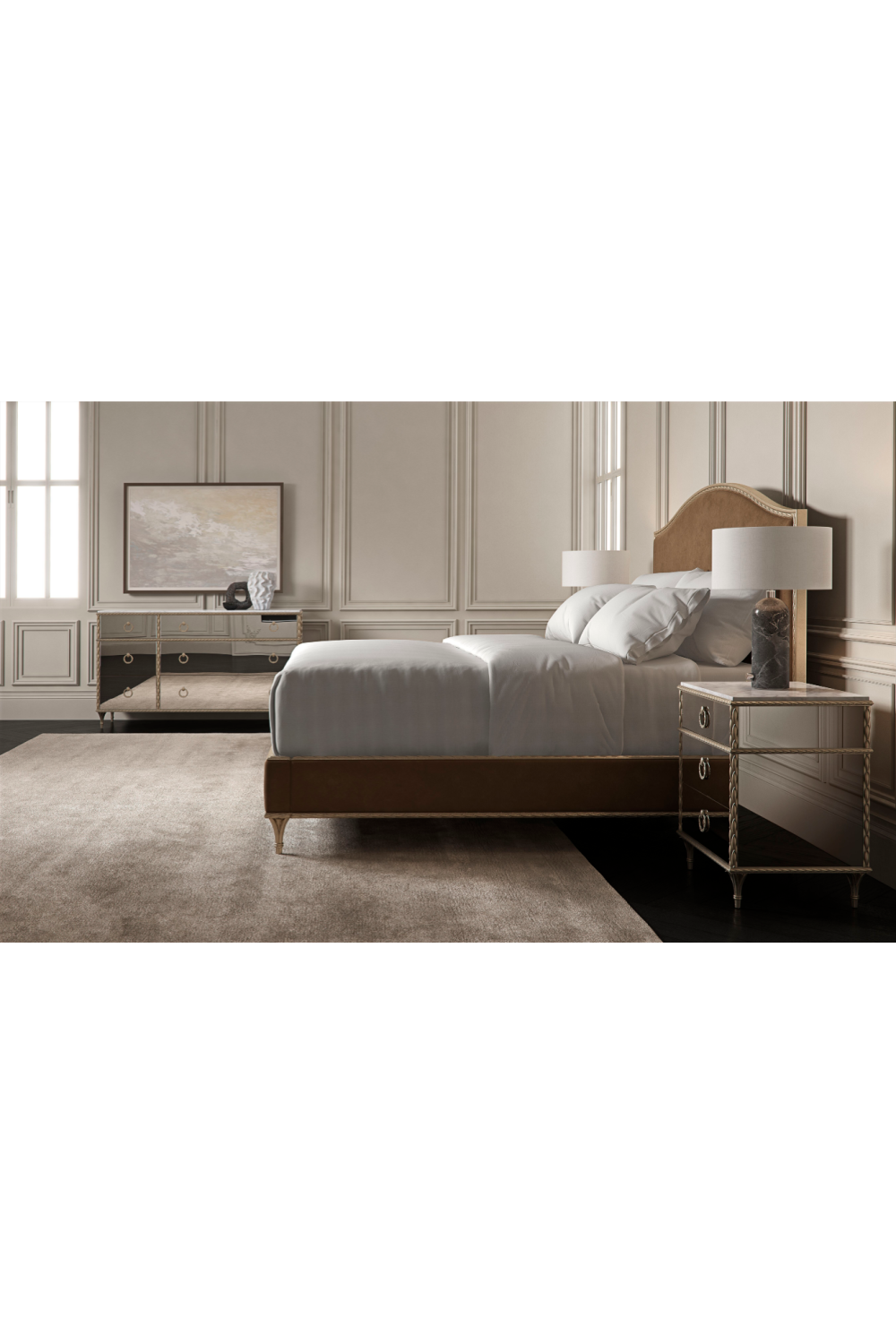 Camelback Platform Queen Bed | Caracole Fontainebleau | Caracole.eu.com