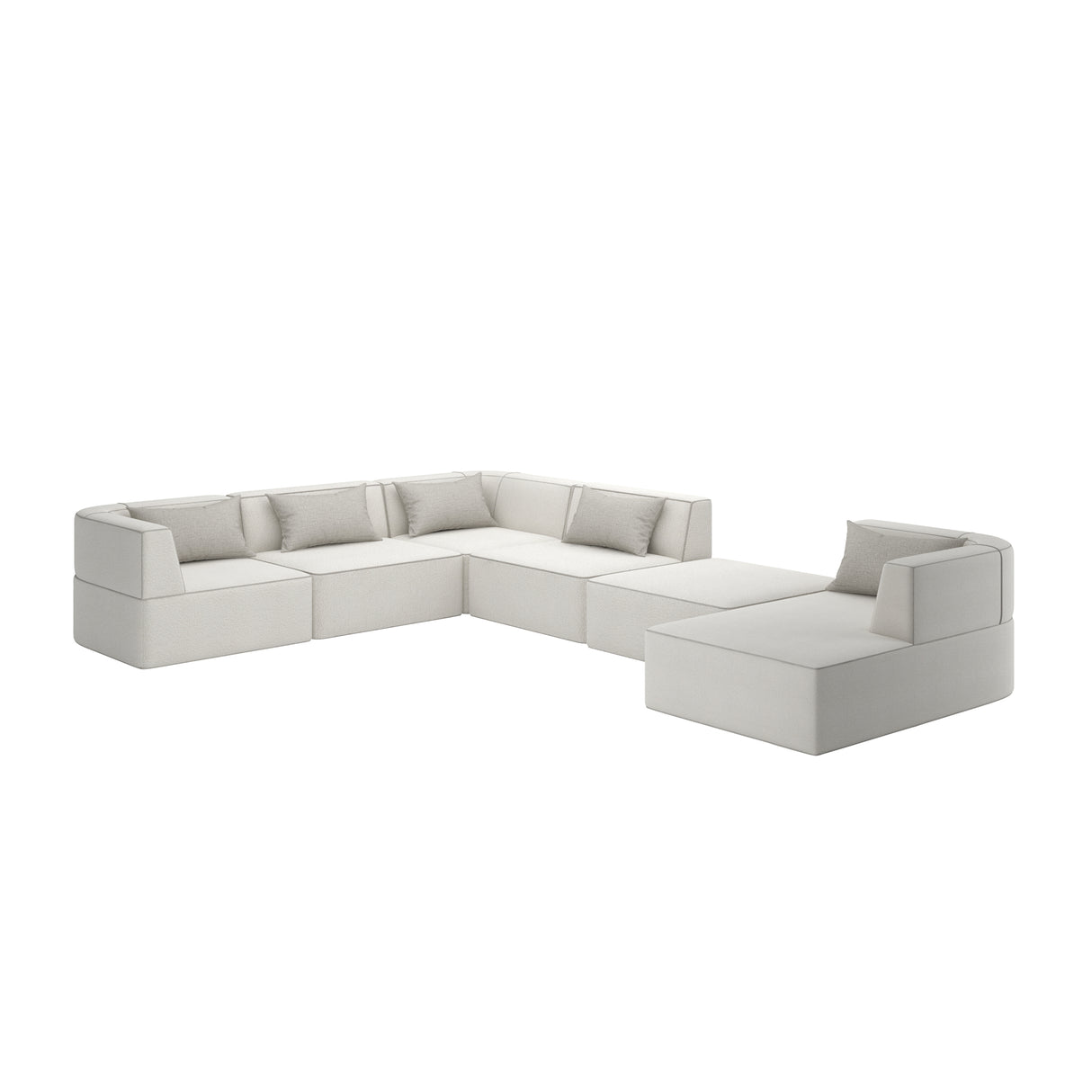 White Welted 6-Piece Sectional | Caracole Marbella