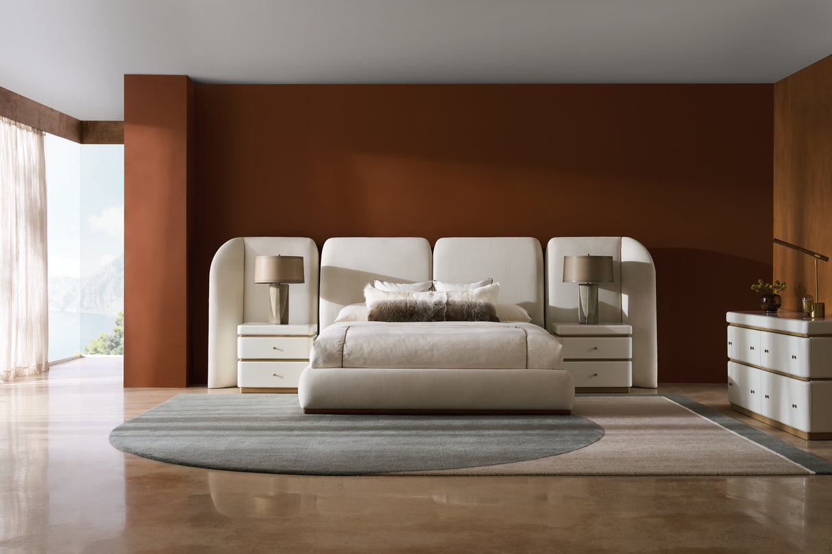 White Upholstered King Bed | Caracole Malta