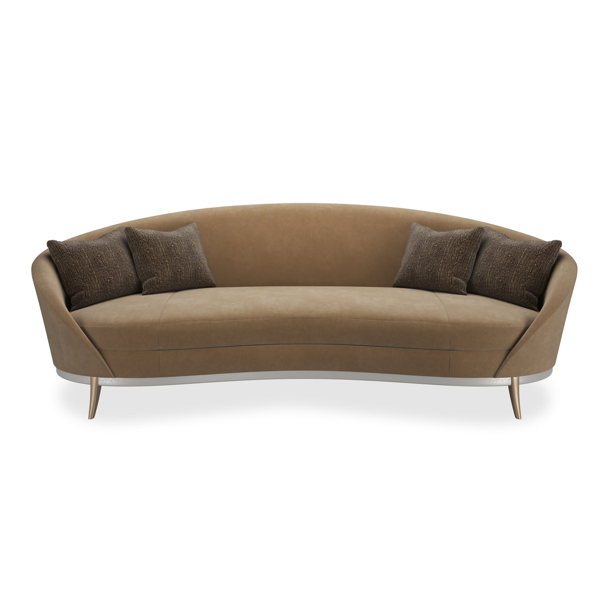 Brown Velvet Curved Sofa | Caracole Main Event