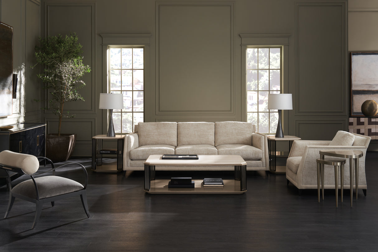 Walnut Square Stone Top Coffee Table | Caracole Altura