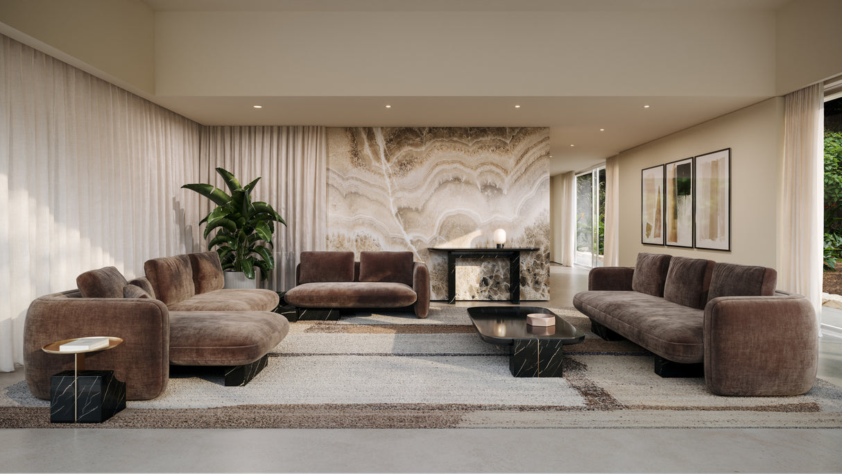 Taupe Velvet Left Chaise | Caracole Overlap