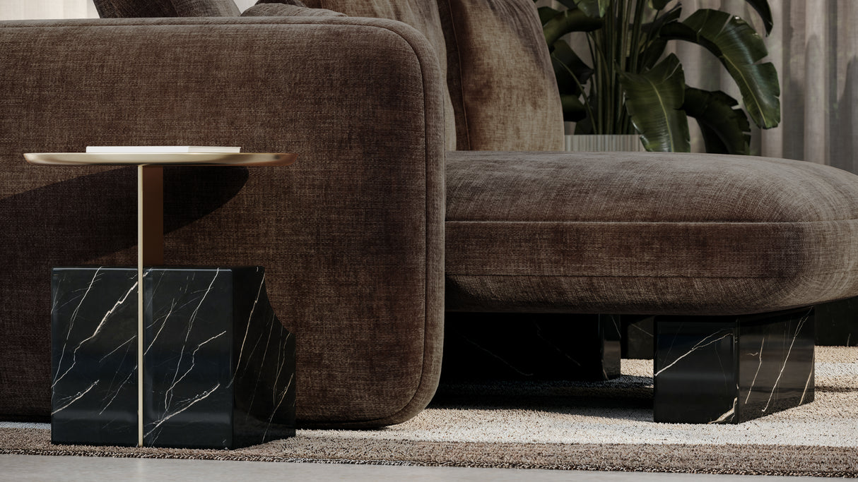 Taupe Velvet Left Chaise | Caracole Overlap