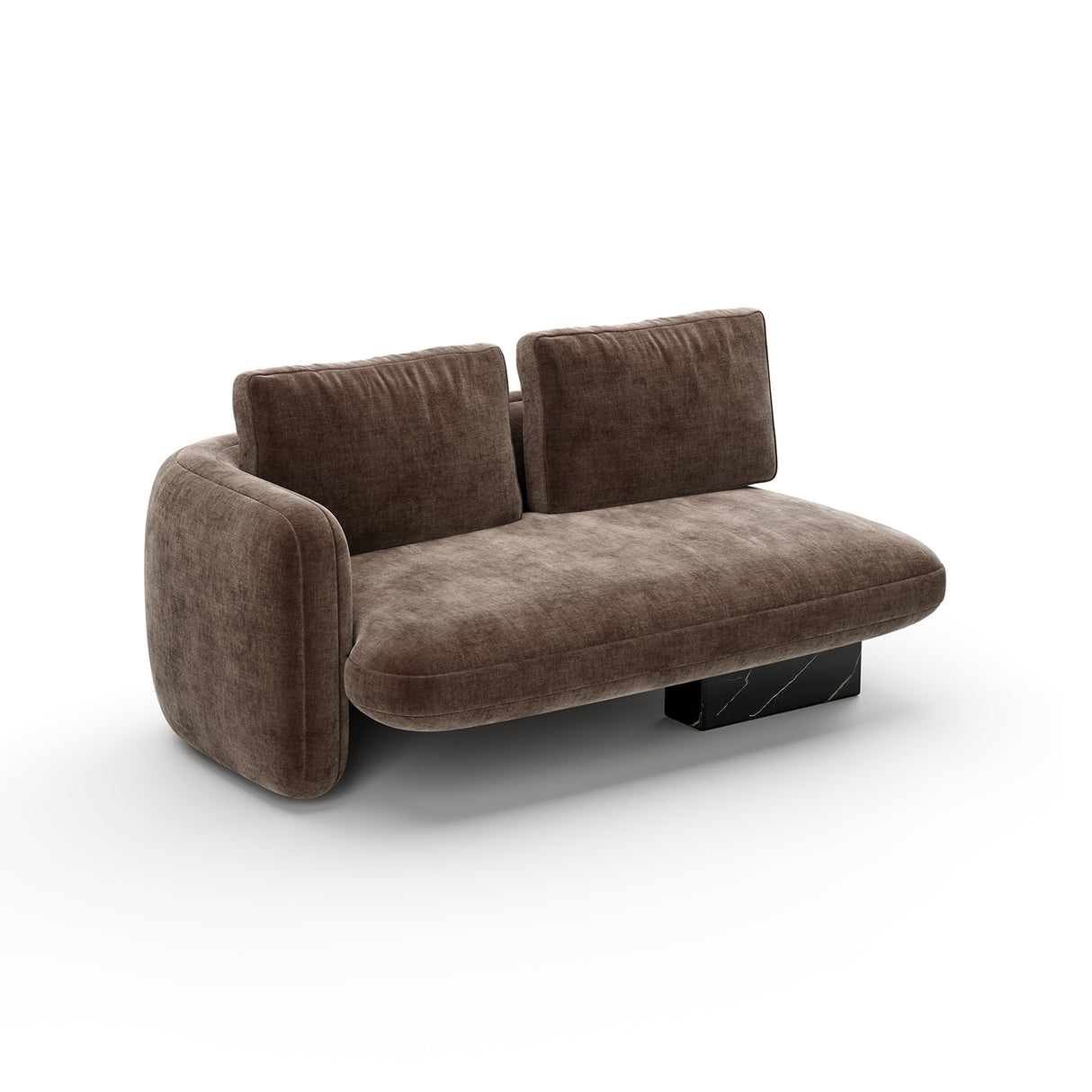 Taupe Velvet Left Loveseat | Caracole Overlap