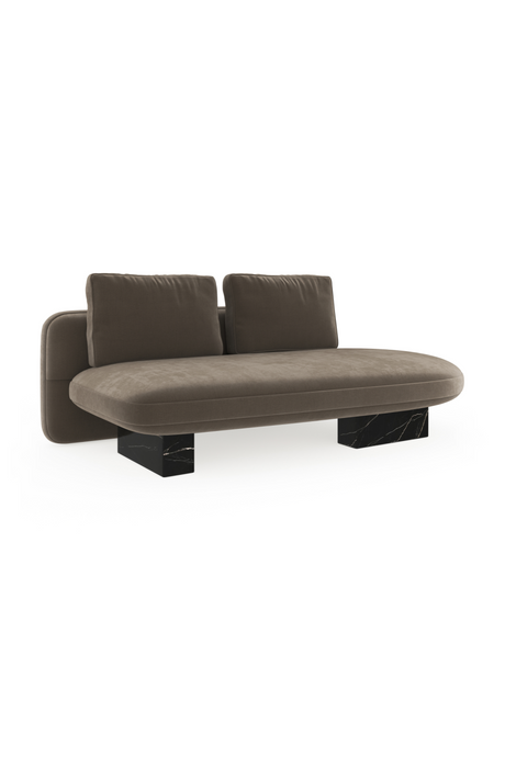 Taupe Velvet Left Bumper Sofa | Caracole Overlap | Caracole.eu.com